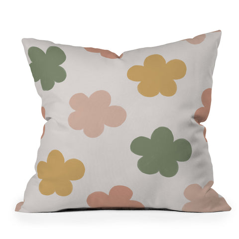 Menina Lisboa Pink Yellow Daisies Outdoor Throw Pillow