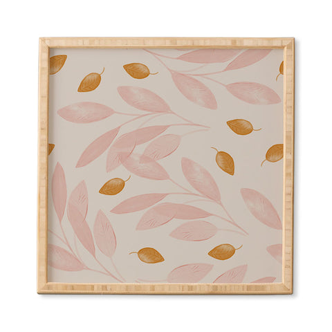 Menina Lisboa Pink Yellow Leaves Framed Wall Art