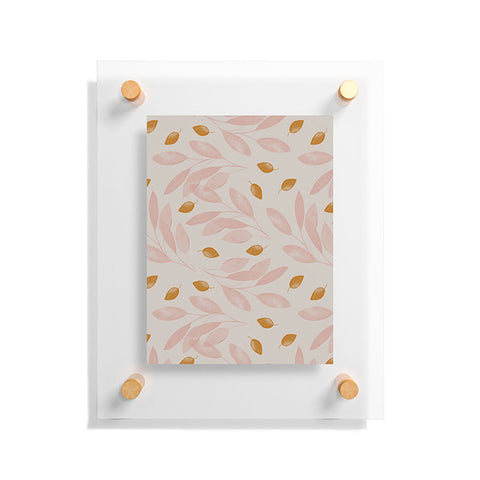 Menina Lisboa Pink Yellow Leaves Floating Acrylic Print