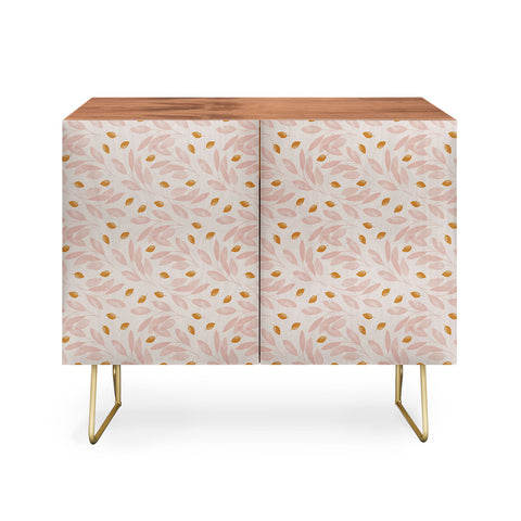 Menina Lisboa Pink Yellow Leaves Credenza
