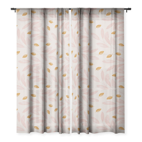 Menina Lisboa Pink Yellow Leaves Sheer Non Repeat