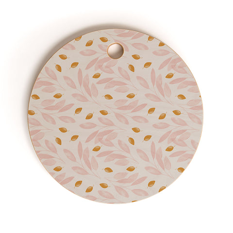 Menina Lisboa Pink Yellow Leaves Cutting Board Round