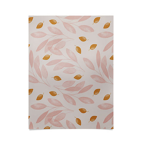 Menina Lisboa Pink Yellow Leaves Poster
