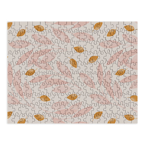 Menina Lisboa Pink Yellow Leaves Puzzle
