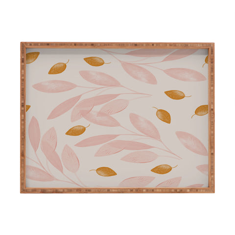 Menina Lisboa Pink Yellow Leaves Rectangular Tray