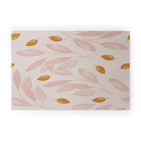 Menina Lisboa Pink Yellow Leaves Welcome Mat