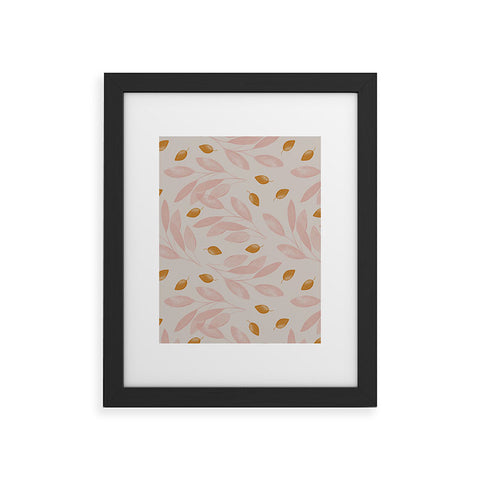Menina Lisboa Pink Yellow Leaves Framed Art Print