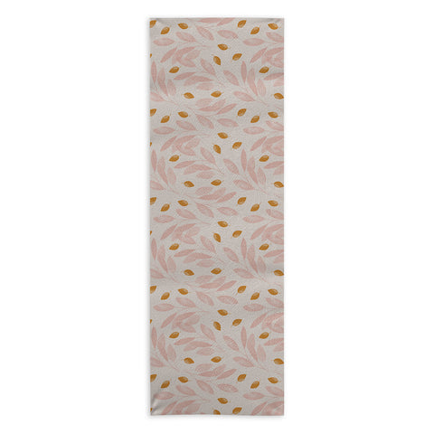 Menina Lisboa Pink Yellow Leaves Yoga Towel