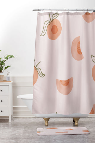 Menina Lisboa Ripe Peaches Shower Curtain And Mat