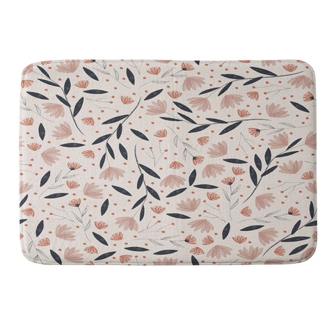 Menina Lisboa Rustic Blue Flowers Memory Foam Bath Mat