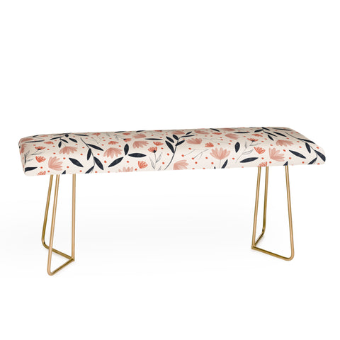 Menina Lisboa Rustic Blue Flowers Bench