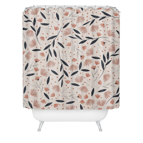 Menina Lisboa Rustic Blue Flowers Shower Curtain