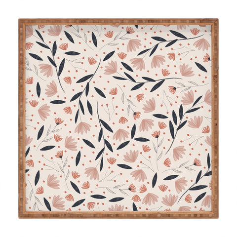 Menina Lisboa Rustic Blue Flowers Square Tray