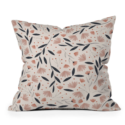 Menina Lisboa Rustic Blue Flowers Throw Pillow