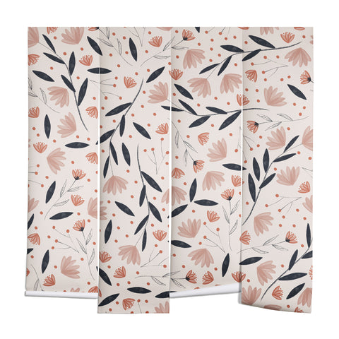 Menina Lisboa Rustic Blue Flowers Wall Mural