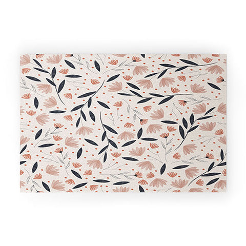 Menina Lisboa Rustic Blue Flowers Welcome Mat