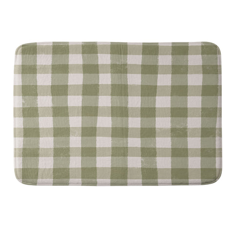 Menina Lisboa Rustic Green Plaid Memory Foam Bath Mat