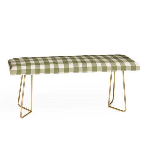 Menina Lisboa Rustic Green Plaid Bench
