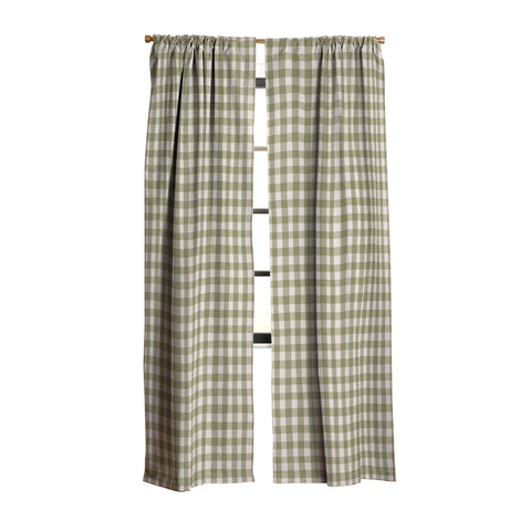 Menina Lisboa Rustic Green Plaid Blackout Window Curtain