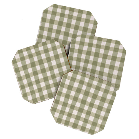Menina Lisboa Rustic Green Plaid Coaster Set