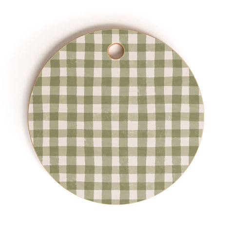 Menina Lisboa Rustic Green Plaid Cutting Board Round