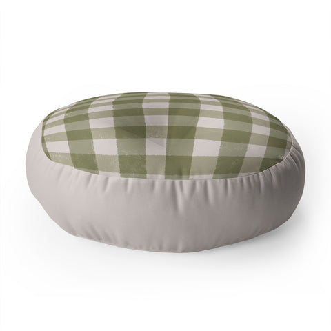 Menina Lisboa Rustic Green Plaid Floor Pillow Round