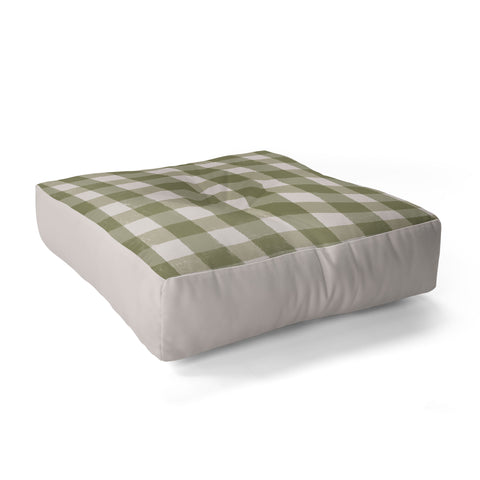 Menina Lisboa Rustic Green Plaid Floor Pillow Square
