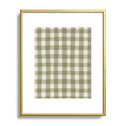 Menina Lisboa Rustic Green Plaid Metal Framed Art Print