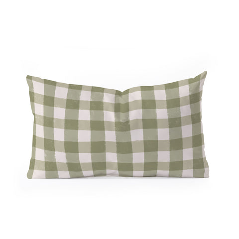 Menina Lisboa Rustic Green Plaid Oblong Throw Pillow