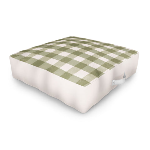 Menina Lisboa Rustic Green Plaid Outdoor Floor Cushion