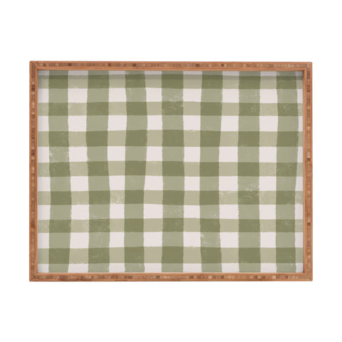 Menina Lisboa Rustic Green Plaid Rectangular Tray