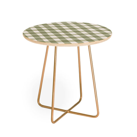 Menina Lisboa Rustic Green Plaid Round Side Table