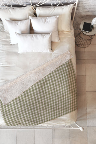 Menina Lisboa Rustic Green Plaid Fleece Throw Blanket