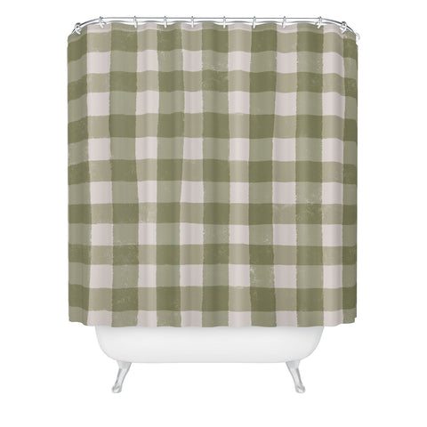 Menina Lisboa Rustic Green Plaid Shower Curtain