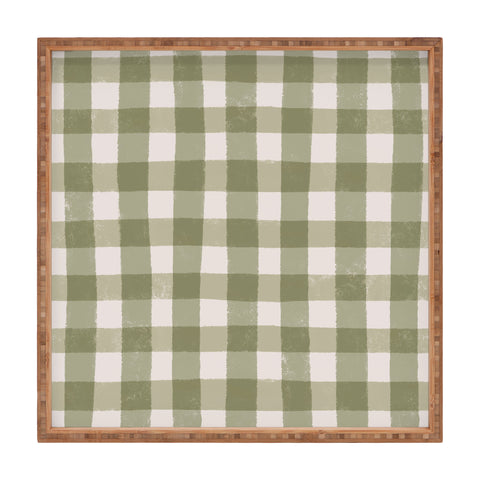 Menina Lisboa Rustic Green Plaid Square Tray