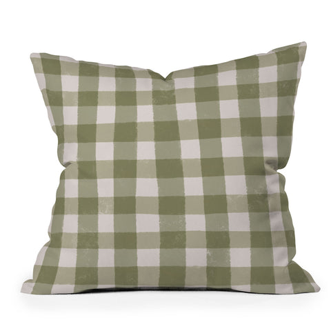 Menina Lisboa Rustic Green Plaid Throw Pillow