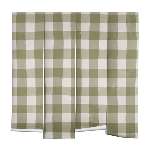 Menina Lisboa Rustic Green Plaid Wall Mural