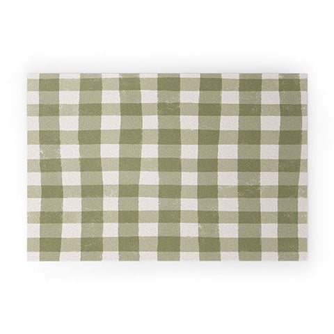 Menina Lisboa Rustic Green Plaid Welcome Mat