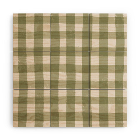 Menina Lisboa Rustic Green Plaid Wood Wall Mural