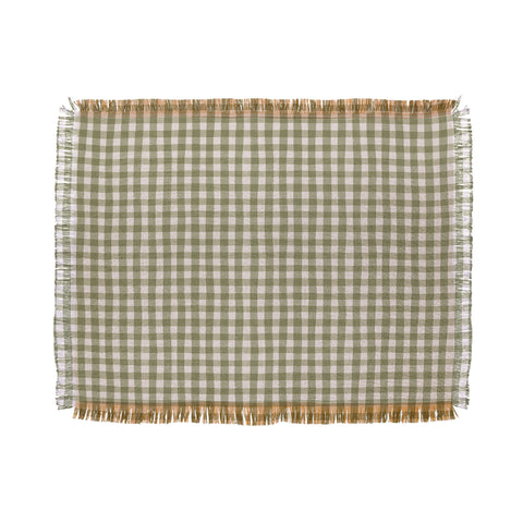 Menina Lisboa Rustic Green Plaid Throw Blanket