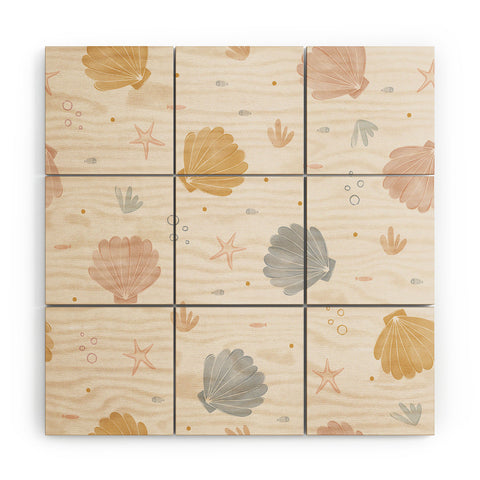Menina Lisboa Shells and Starfish Wood Wall Mural