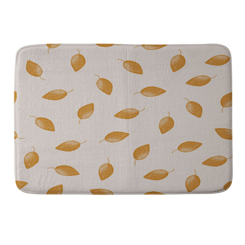 Menina Lisboa Small Yellow Leaves Memory Foam Bath Mat