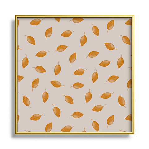 Menina Lisboa Small Yellow Leaves Square Metal Framed Art Print