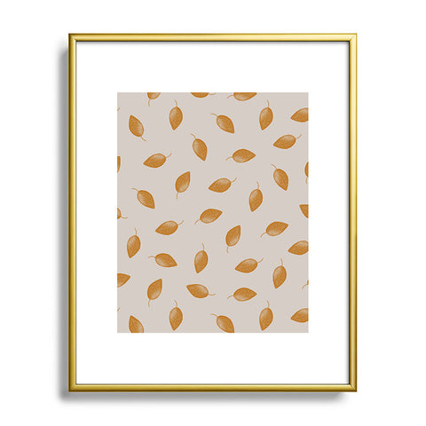 Menina Lisboa Small Yellow Leaves Metal Framed Art Print