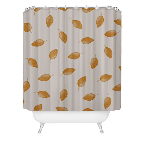 Menina Lisboa Small Yellow Leaves Shower Curtain