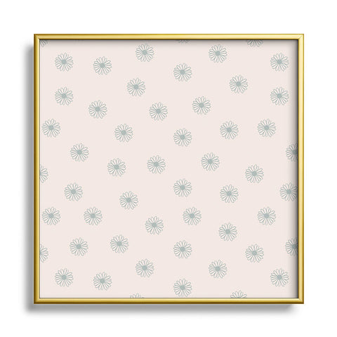 Menina Lisboa Soft Blue Daisies Square Metal Framed Art Print