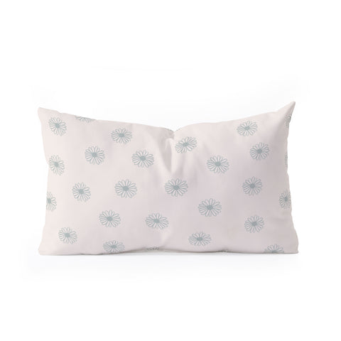 Menina Lisboa Soft Blue Daisies Oblong Throw Pillow