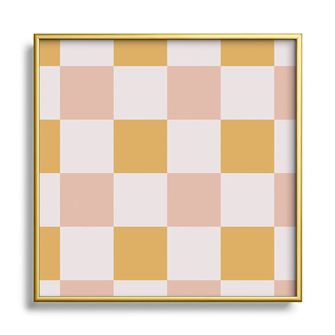 Menina Lisboa Spring Checkers Square Metal Framed Art Print