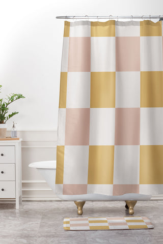 Menina Lisboa Spring Checkers Shower Curtain And Mat