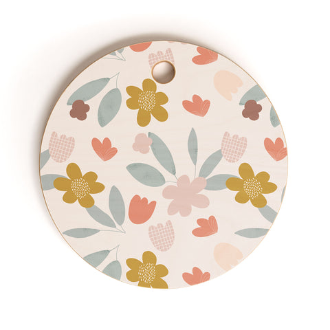 Menina Lisboa Spring Colorful Flowers Cutting Board Round
